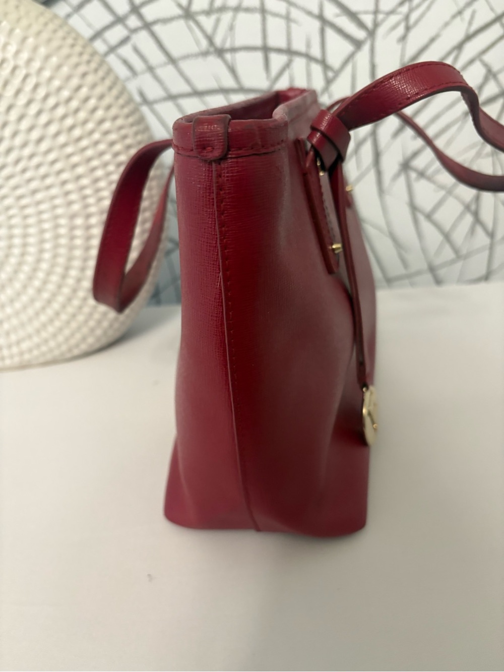 Furla Red Saffiano Leather Tote Bag / Read Description - Picture 9 of 16